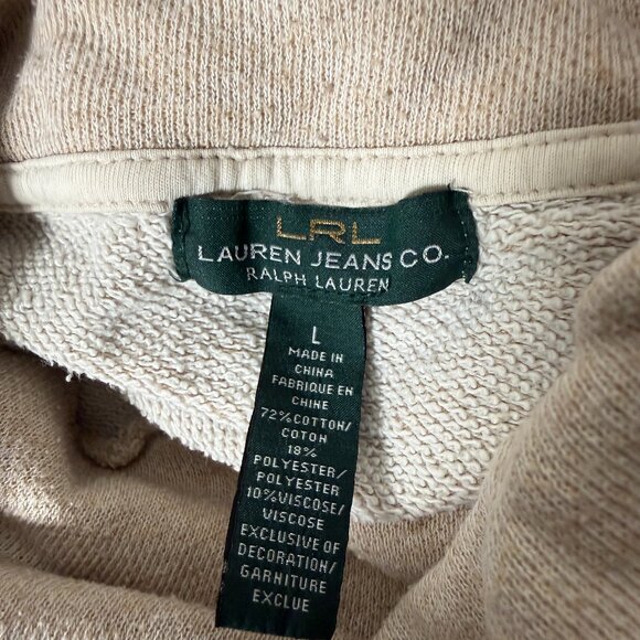 Ralph Lauren LRL Lauren Jeans Co Cowl Neck Long Sleeve Shirt Sz Large Oatmeal - Picture 3 of 7
